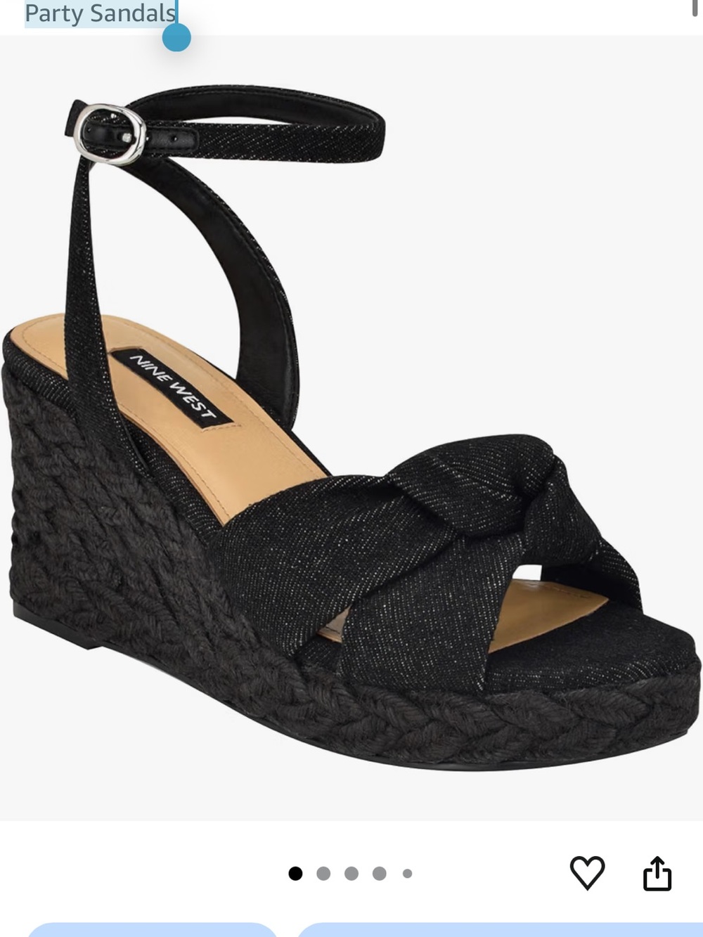 Nine West Black Knotted Espadrille Wedge Sandals